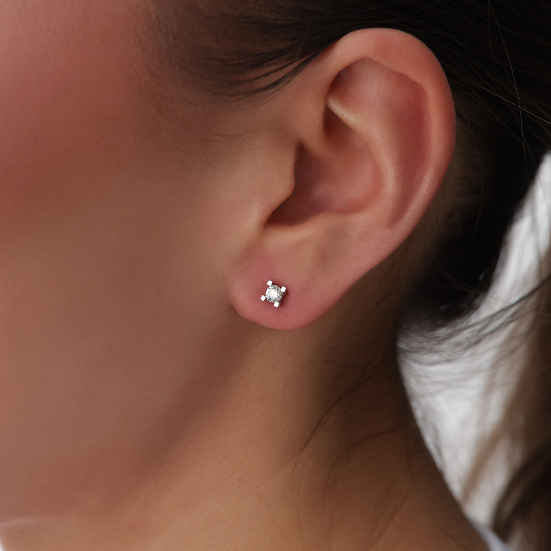 18 Ayar 0.34 Karat Basic Tektaş Pırlanta Küpe - 1