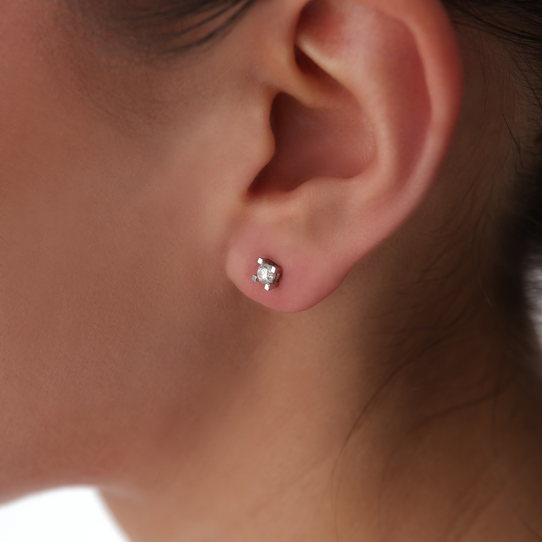 18 Ayar 0.34 Karat Basic Tektaş Pırlanta Küpe - 2