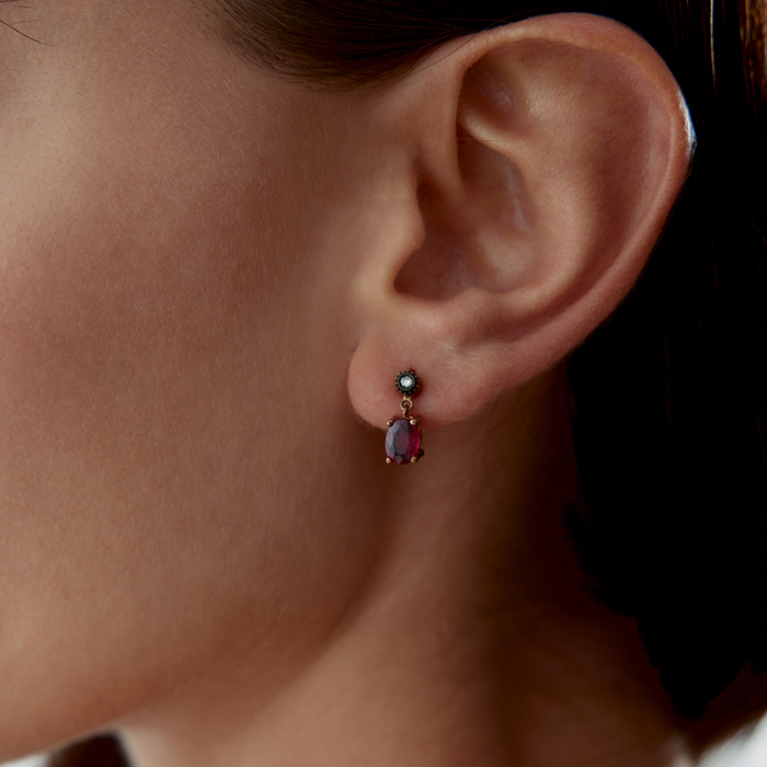 1.97 Ct Elmas Yakut Sallantılı Küpe - Siempre