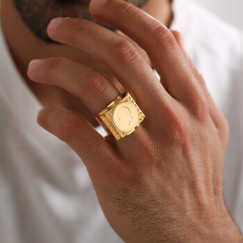 22 Ayar Ata Çeyrek Erkek Yüzük - C.sümer