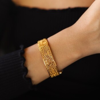 22 Ayar Hint Desenli Kelepçe - Borsa Gold