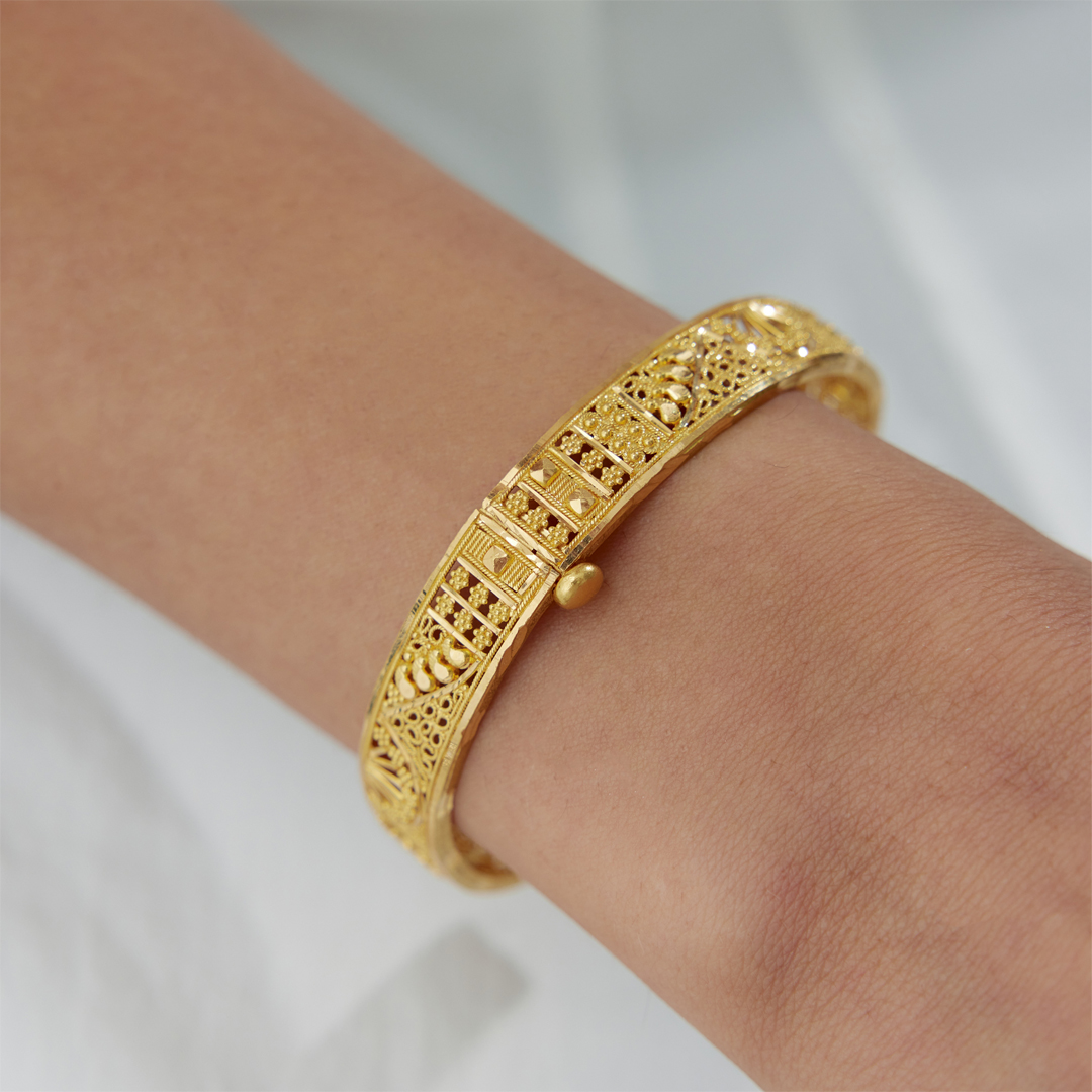 22 Ayar Hint İşlemeli Kelepçe - 3