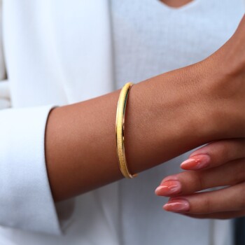 22 Ayar Kenarları Parlak Ortası Kumlu Bilezik - Şen Bilezik