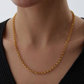 22 Ayar Oval Ataç Zincir - Taç