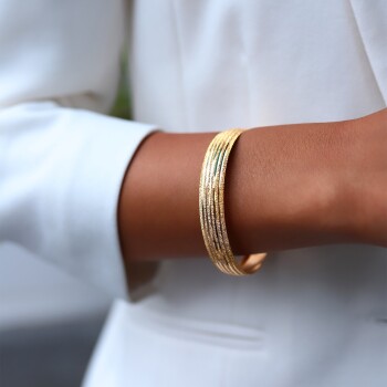 22 Ayar Yarı Çizgili Yarı Kalemli Bilezik - Şen Bilezik