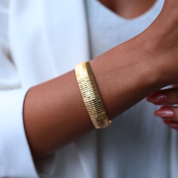 22 Ayar Yarı Parlak Çizgili Bilezik - Şen Bilezik