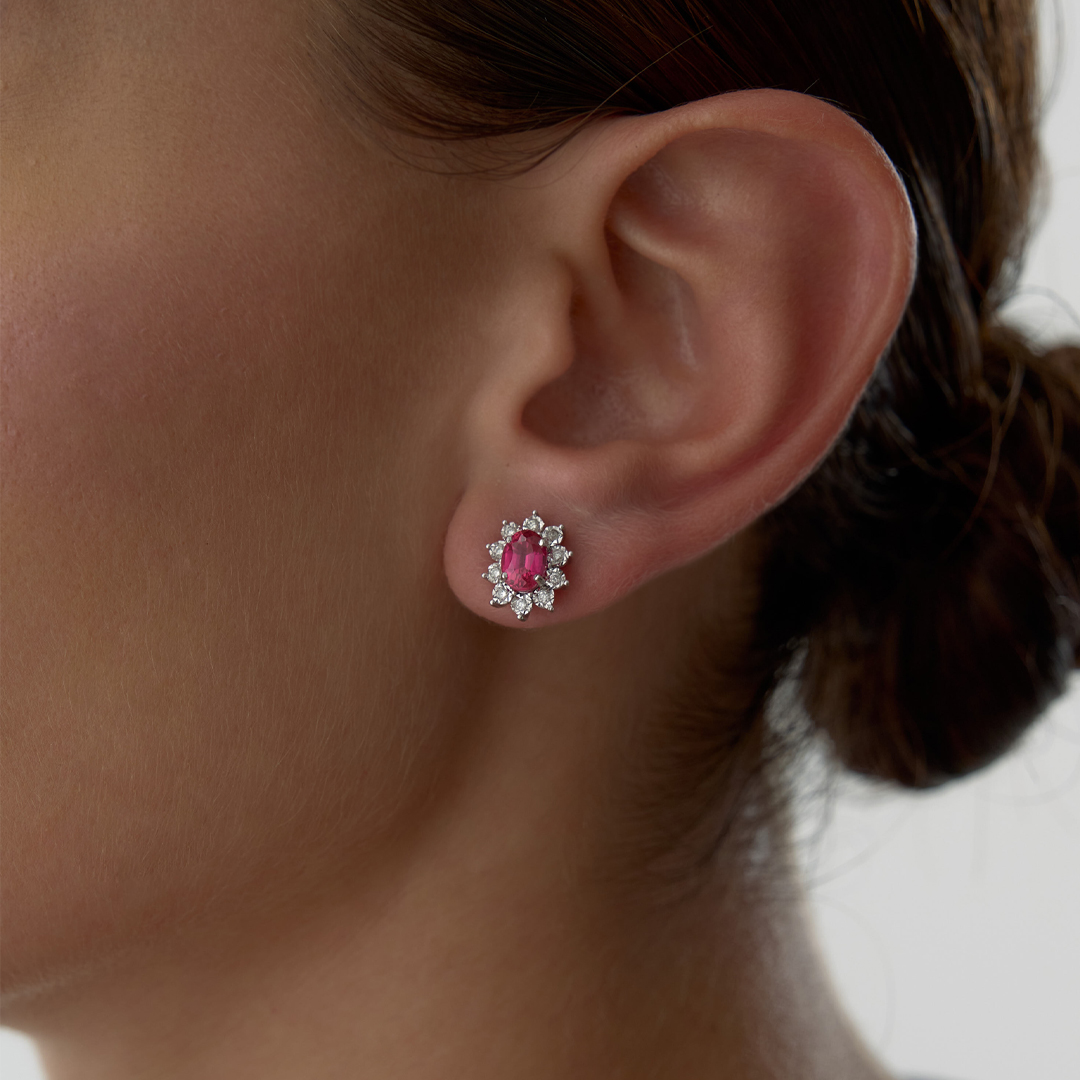 2.56 Ct Yakut Pırlanta Nora Küpe - 1