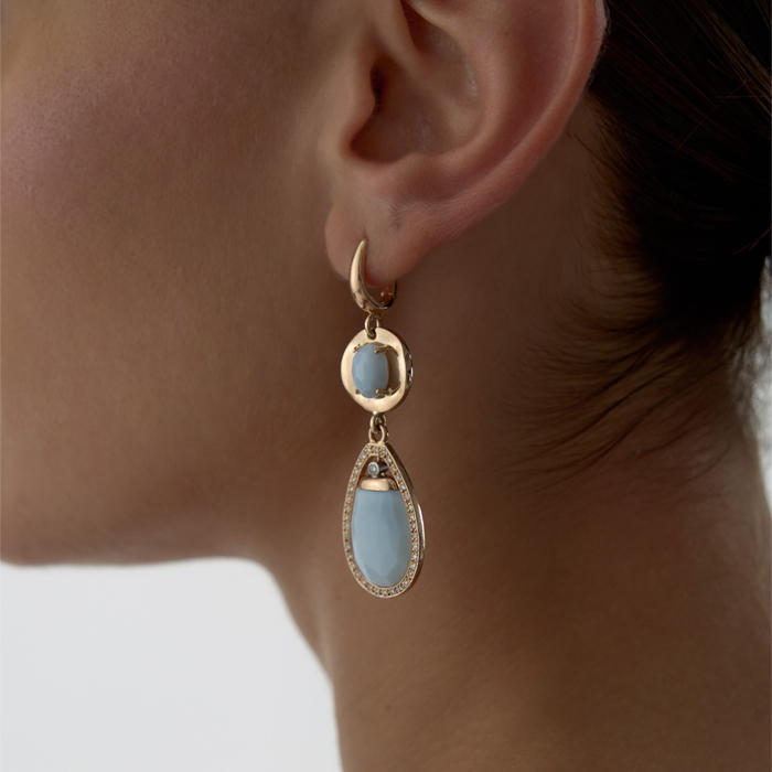 30 Ct Mavi Kalsedon Pırlanta Orva Küpe - Siempre (1)