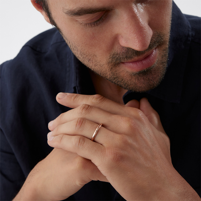 3.00 mm Bombeli Rose Düz Alyans - Haskar (1)