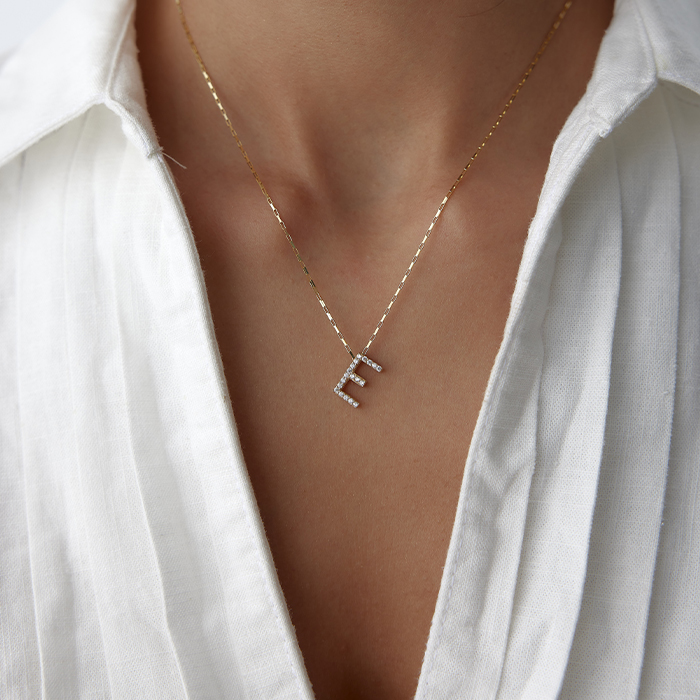 3D Taşlı Harf Kolye - Milades (1)