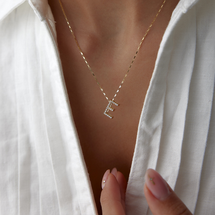 3D Taşlı Harf Kolye - Milades