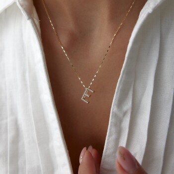 3D Taşlı Harf Kolye - Milades