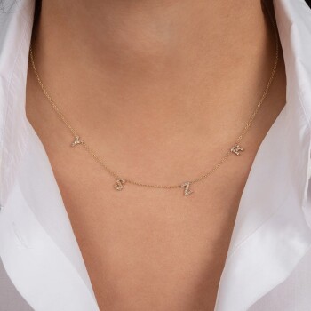 4 harf Taşlı Kolye - Özkonak