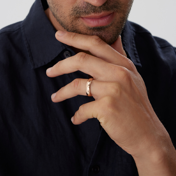 4.00 mm Bombeli Spesso Erkek Alyans - Haskar