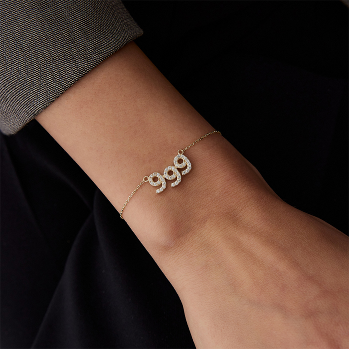 999 Taşlı Manifest Bileklik - Tuana
