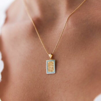 Açık Mavi Ayetel Kürsi Kolye - Özçelik