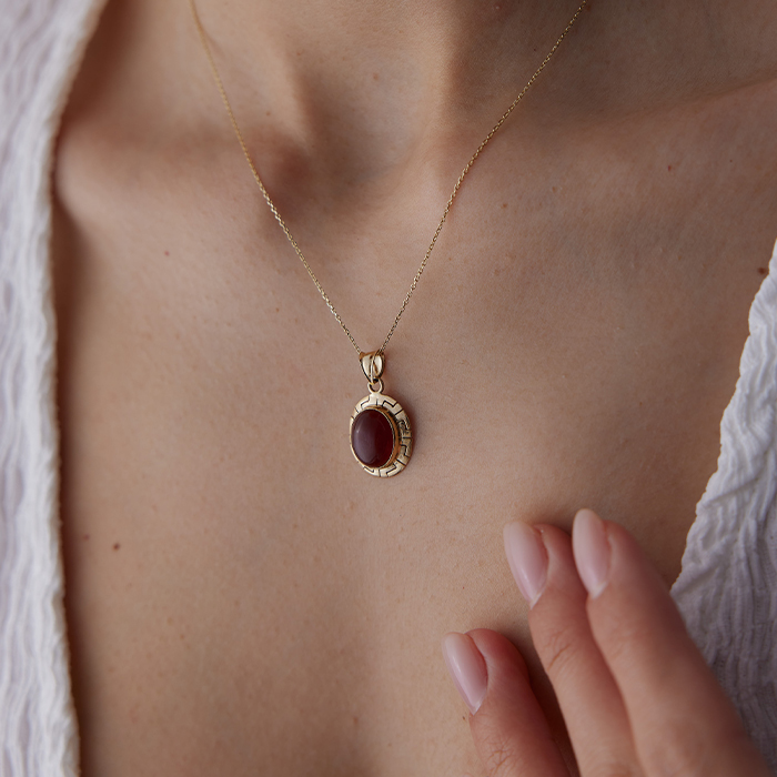 Akik Taşlı Greek Kolye - Osman