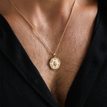 Altıgen Aslan Pia Erkek Kolye - 1