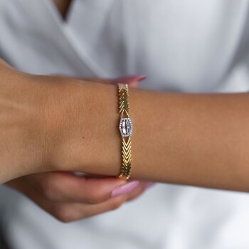 Altıgen Baget Balık Sırtı Bileklik - Alen