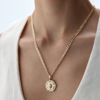 Altıgen Dorica Aslan Kolye - Koçak