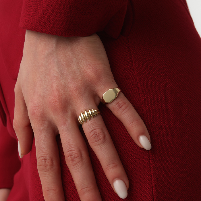 Geometrik Form Plaka Altın Yüzük - Bella Arden (1)