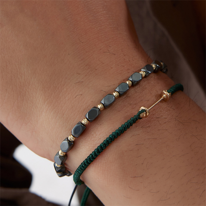 Altıgen Prizma Onix Taşı İpli Erkek Bileklik - Koçak (1)