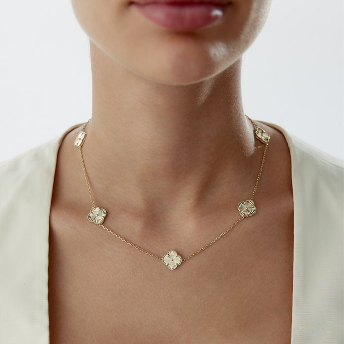 Altın Beşli Yonca Cleef Kolye - Milades