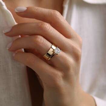 Alyanslı Baret Tektaş Yüzük - Oragold Orhan (1)