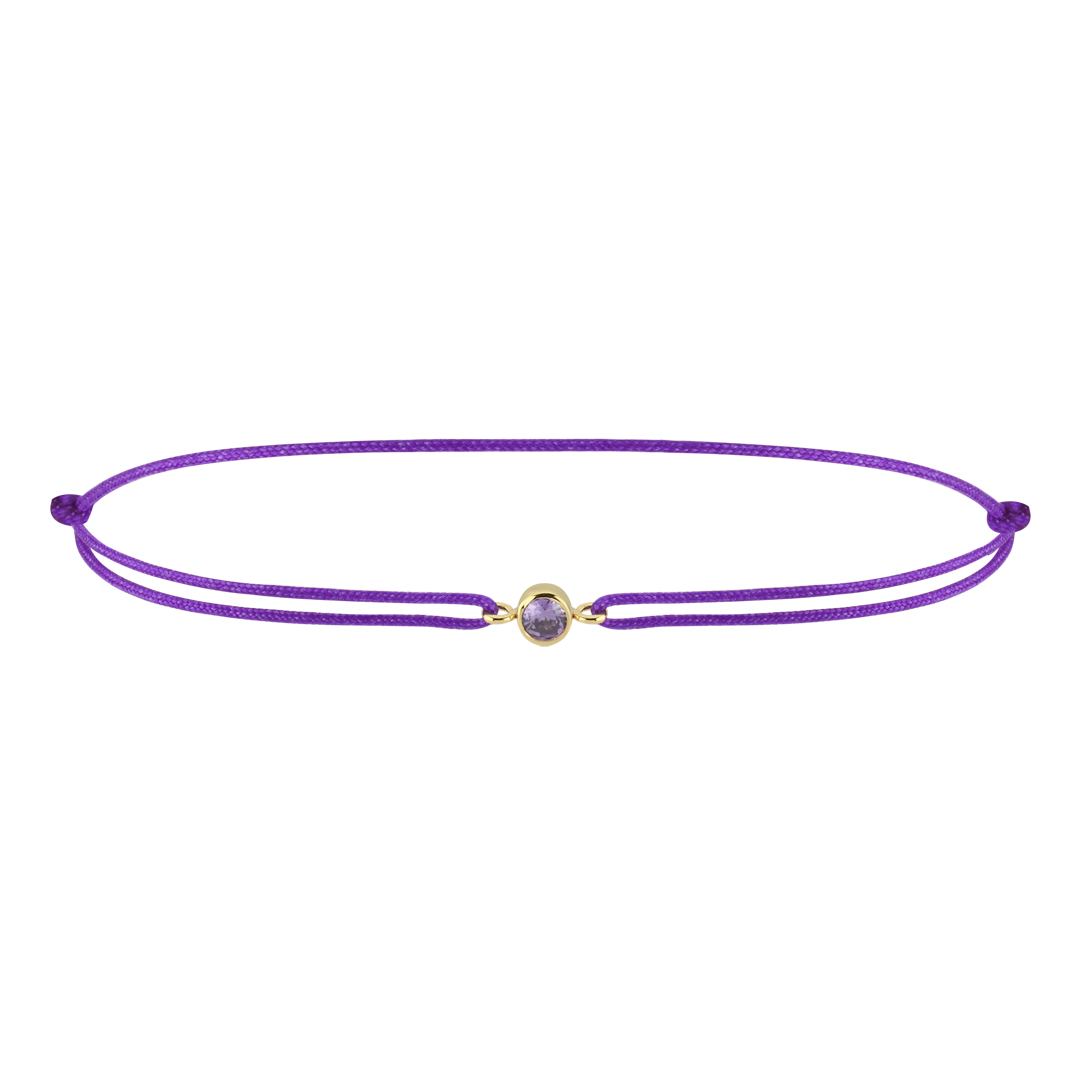 Amethyst Doğum Taşı İpli Bileklik - 1