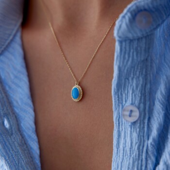 Aqua Mineli Başak Kolye - Alen