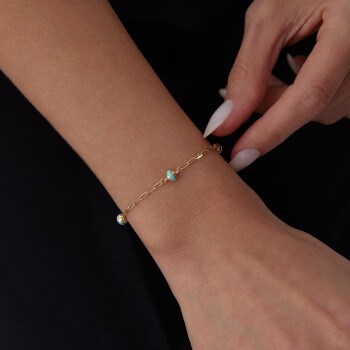 Aqua Şerit Ball Ataç Bileklik - Melike