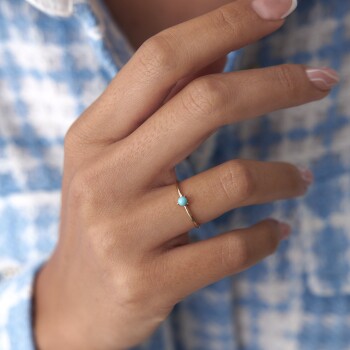 Aqua Tekli Tomurcuk Yüzük - Rayna