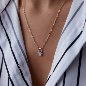 Ataç Zincir Kilit Yıldız Kolye - Garo