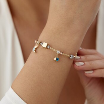 Ay ve Göz Charmlı Bileklik - Mg Gold