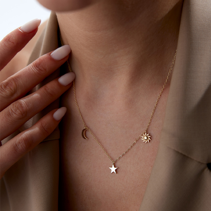 Ay Yıldız Güneş Charm Kolye - Rayna