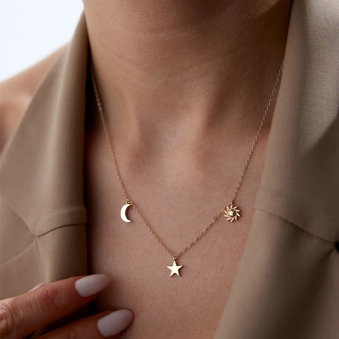 Ay Yıldız Güneş Charm Kolye - Rayna (1)