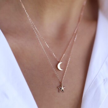 Ay Yıldız İkili Kolye - Alen