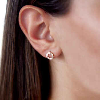 Baget Taşlı Altıgen Küpe - Rayna