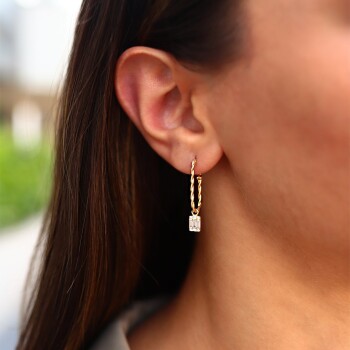 Baget Taşlı Burgu Ataç Küpe - Alen