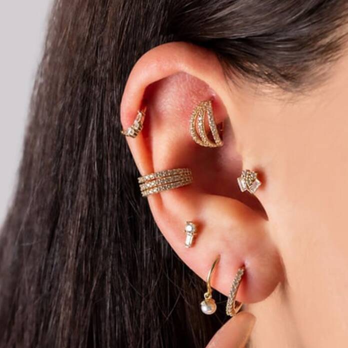 Baget Taşlı Ve Tektaş Tragus Piercing - 2