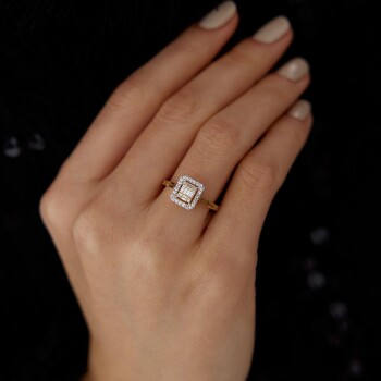 Bagetli Kare Çerçeveli Yüzük - Ali Altınbas