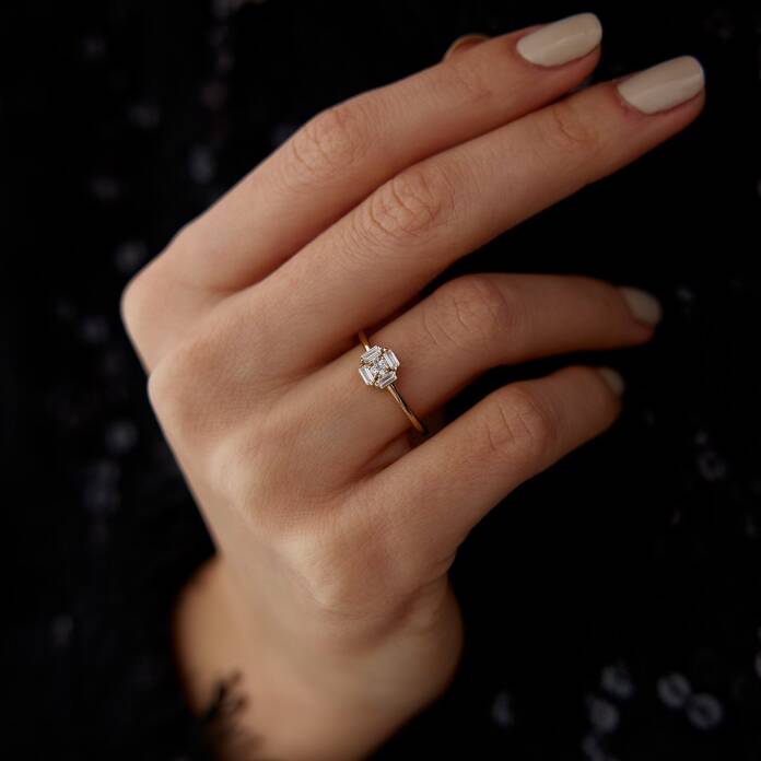 Bagetli Minimal Kare Yüzük - 1