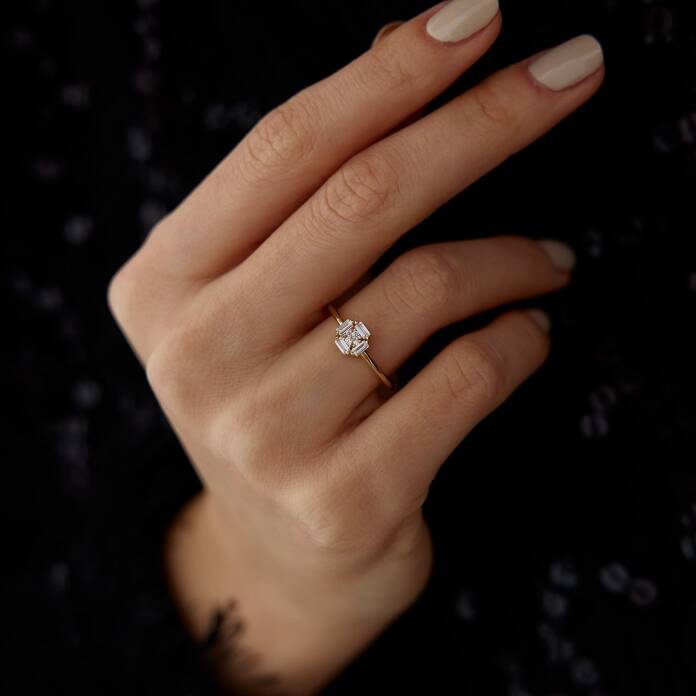 Bagetli Minimal Kare Yüzük - 2