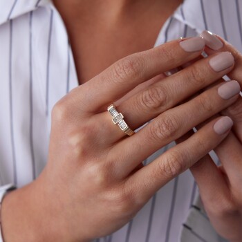 Bagetli Prizma Yüzük - Rayna