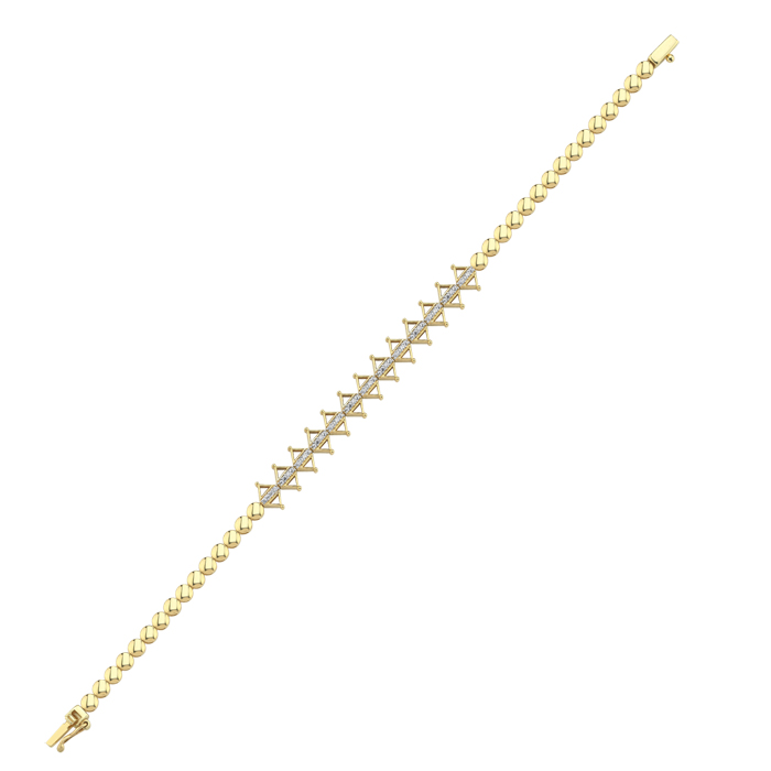 Baklava Desenli Taşlı Altın Bileklik - Manos