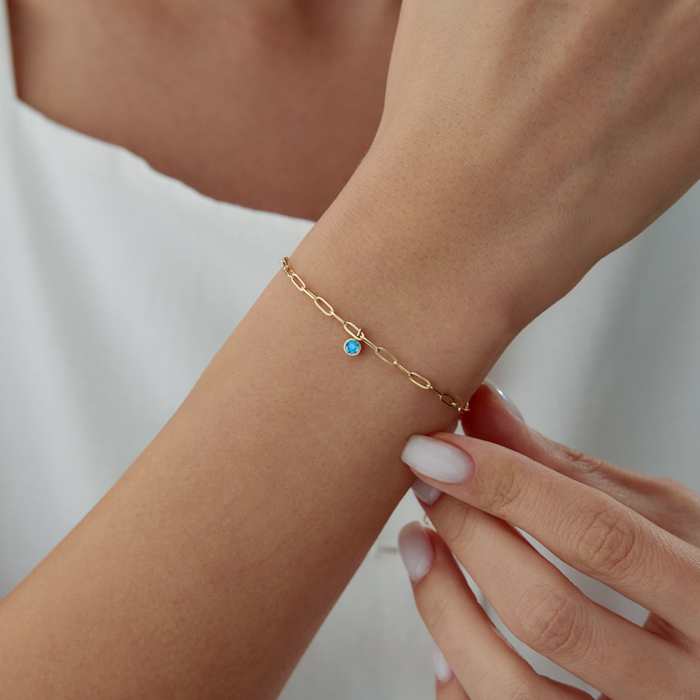 Balık Burcu Aquamarine Ataç Bileklik - Simoro