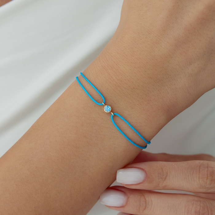 Balık Burcu Aquamarine İpli Bileklik - 1
