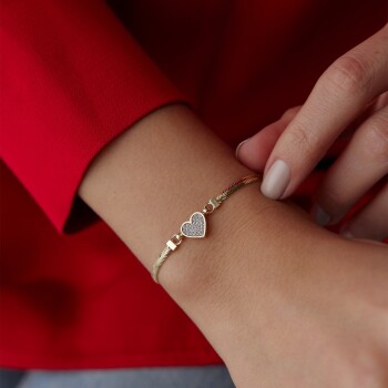 Balıksırtı Taşlı Kalp Bileklik - Mazi