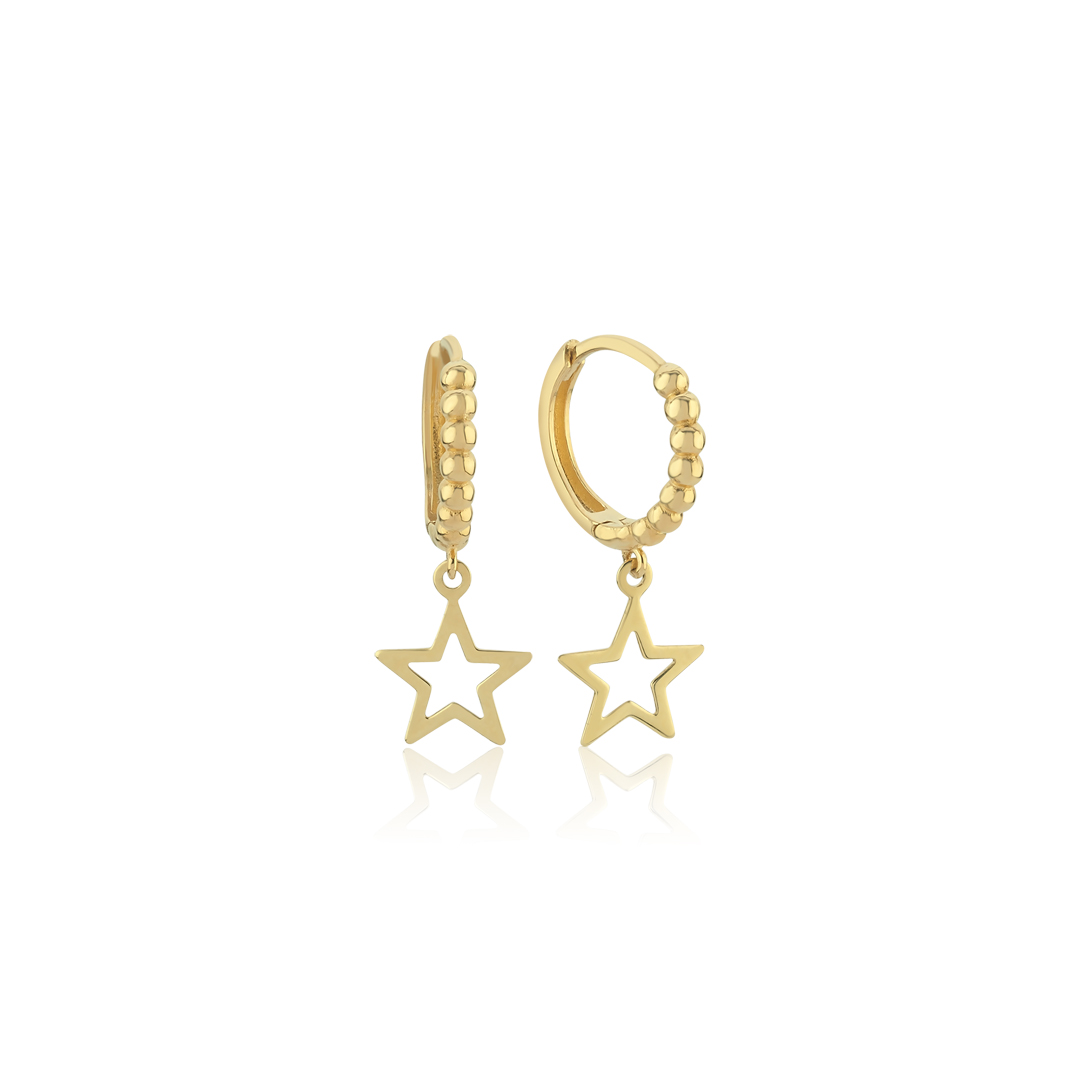 Ball Hoop Yıldız Küpe - 1