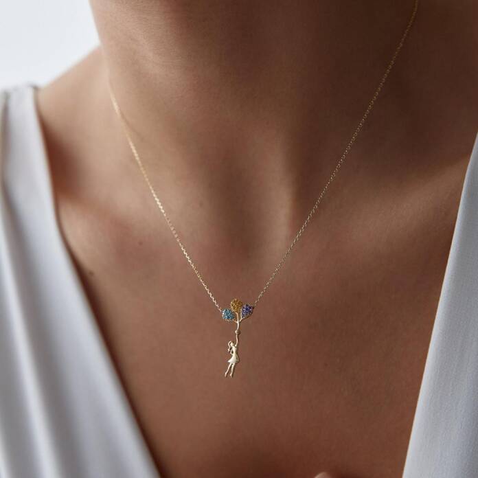 Balon Uçuran Çocuk Kolye - 1